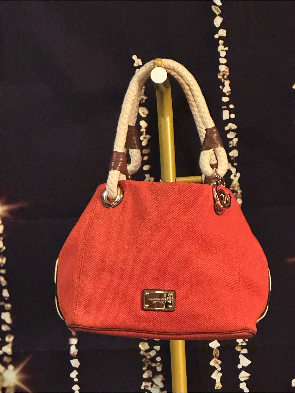 Dooney & Bourke Red Canvas Hobo with Rope Handles